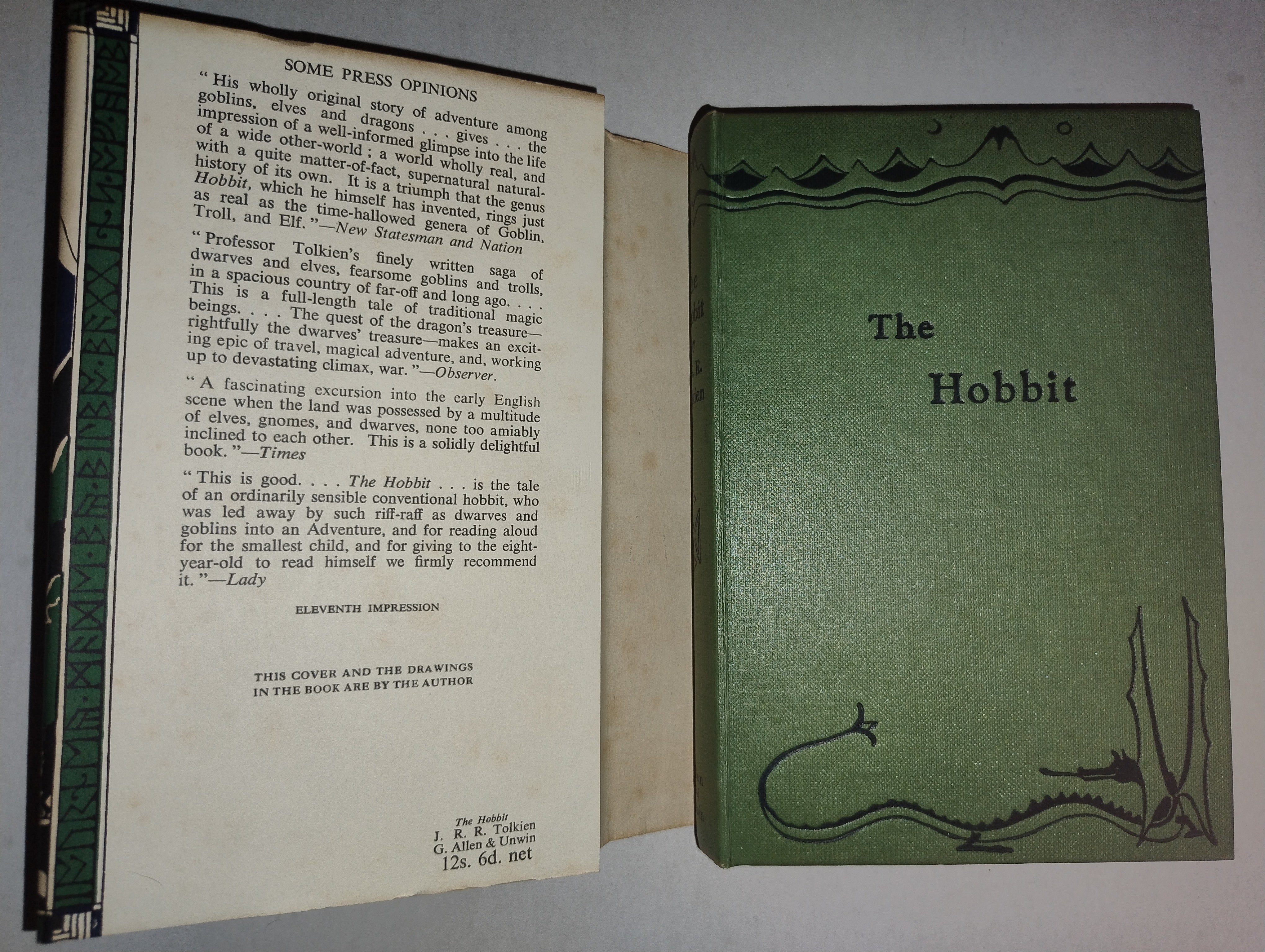 The Hobbit by JRR Tolkien 2nd edition 11th printing.