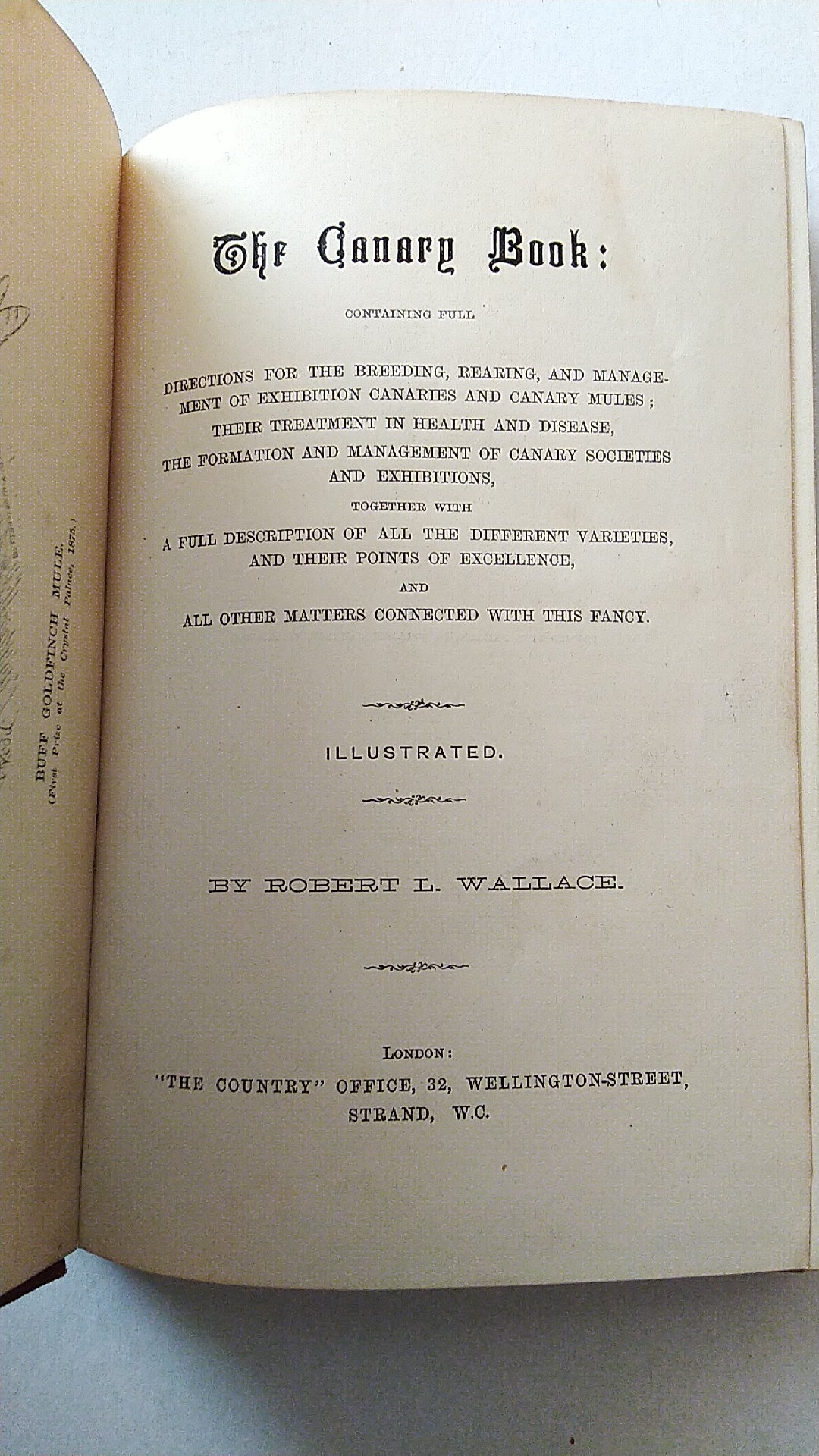 The Canary Book by R. Wallace First Edition 1875